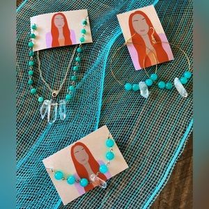 “lovely in blue” 3pc hand made jewelry set!!